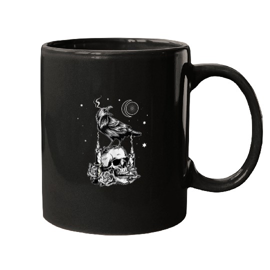 Black Raven Occult Aesthetic Gothic Mugs