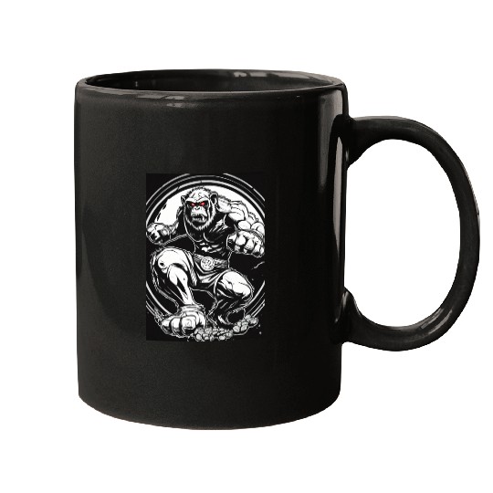 Zombie ape street fighter black and white circle l Mugs