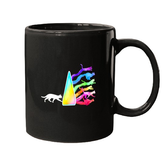 Funny Science Nerd, Geek Cat Physics Rainbow Mugs