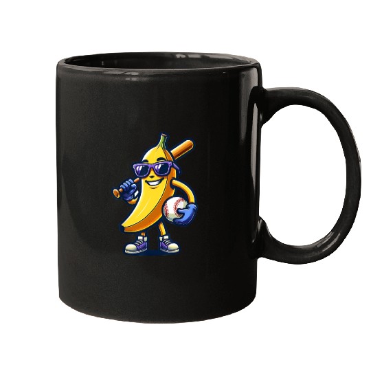 Banana Playing Baseball Fruit Lover Baseball Playe Mugs