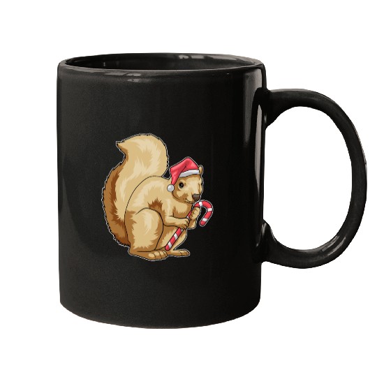 Squirrel Christmas Candy cane Mugs