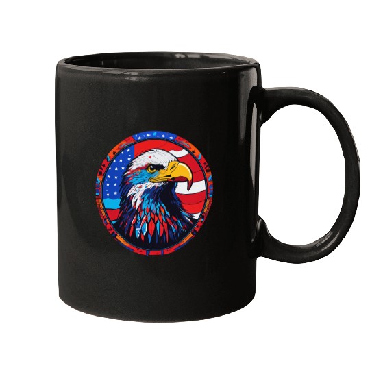 Patriotic Eagle Emblem for Apparel Mugs