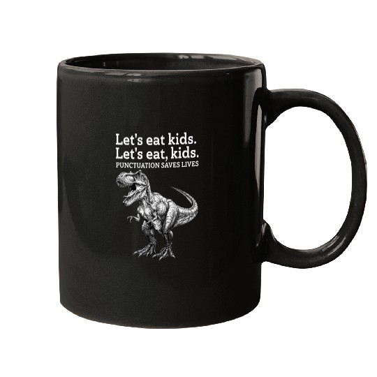 Punctuation Saves Lives Dinosaur Mugs