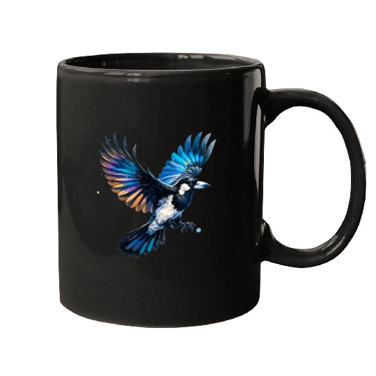 Pied Currawong in Flight Mugs