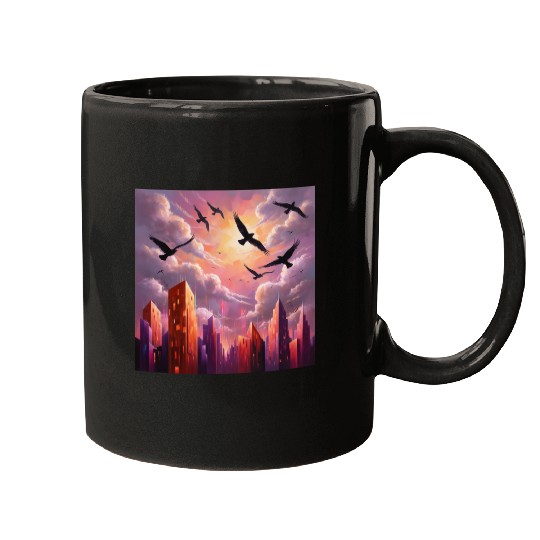 Geometric Twilight City Mugs