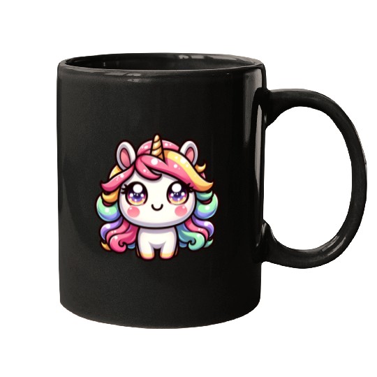 Cute chibi Unicorn with colorful hair Mugs