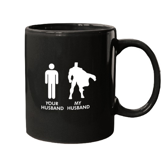 Womens Your Husband vs My Husband Superhero Wife Mugs
