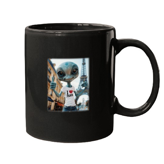 A Alien in Paris. I love Paris Mugs