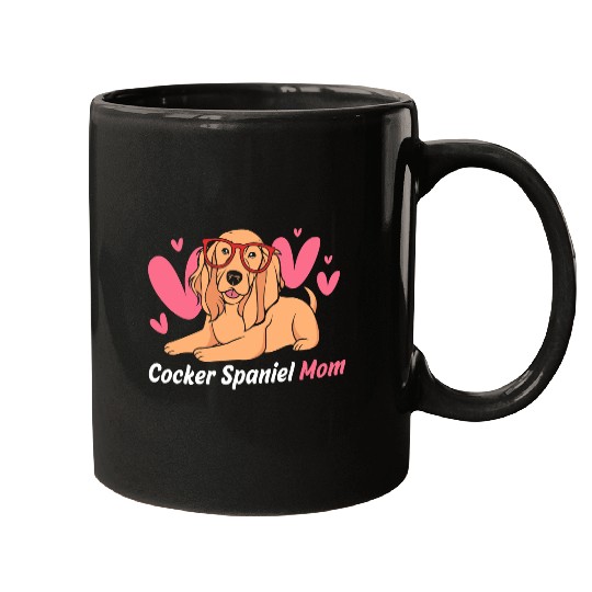 Cute Cocker Spaniel Mom Dog With Glasses Mugs