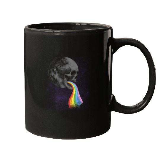 Skull Design with Rainbow. Concert Festival Mugs