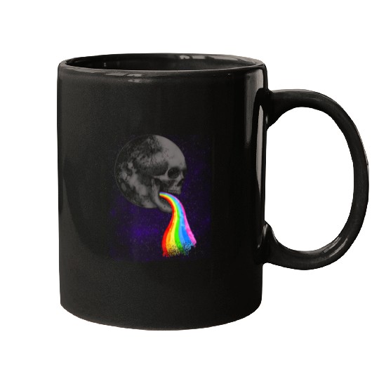 Skull Design with Rainbow. Concert Festival Mugs