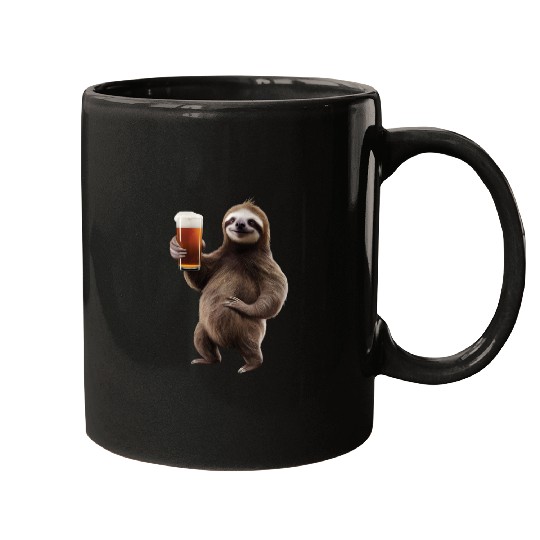 Sloth Drinking Beer Realistic Mugs