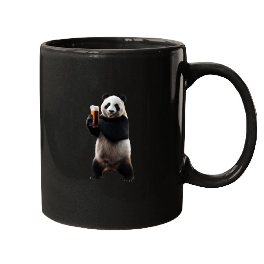Panda Drinking Beer Realistic Mugs
