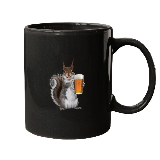 Squirrel Drinking Beer Realistic Mugs