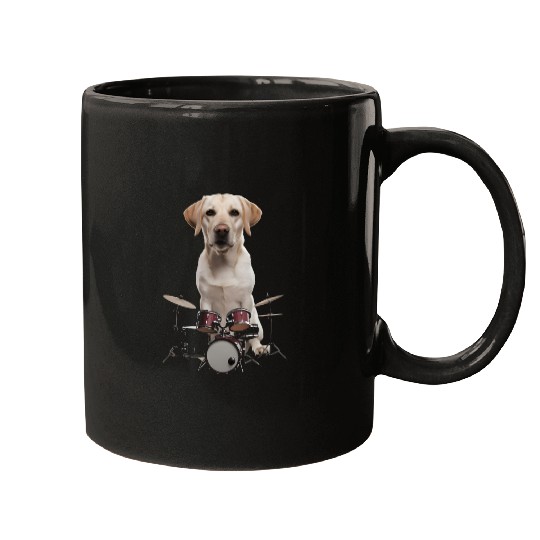 Labrador Playing Drums Realistic Mugs