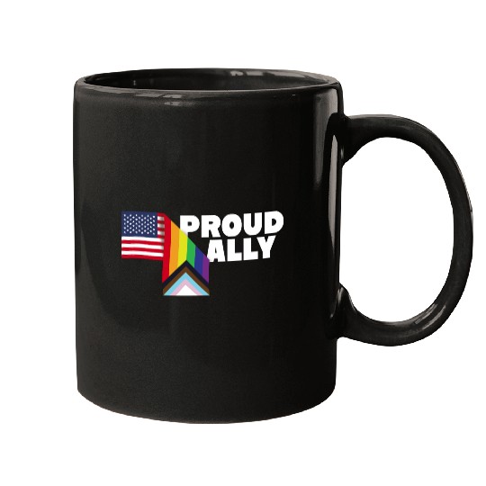 Proud Ally and Proud Patriot USA Flag LGBT Gay Mugs