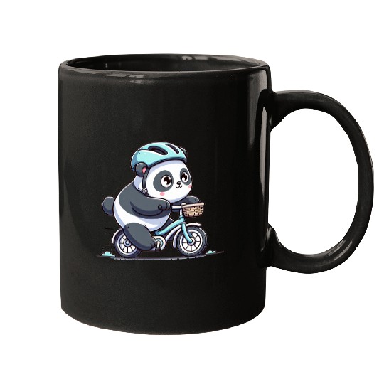 Cute Cyclist Panda Mugs