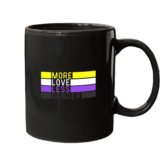 Non Binary Pride NB More Love Less Gender LGBTQ Mugs