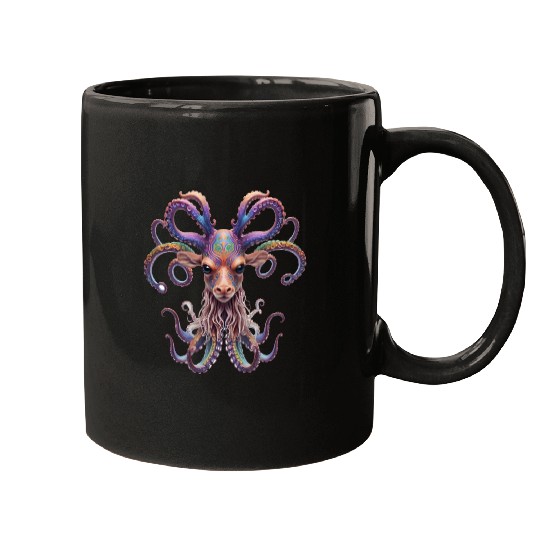 Psychedelic goa deer octopus Mugs