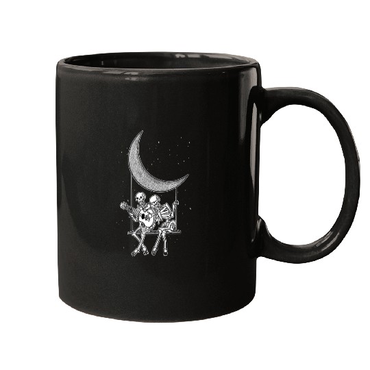 Skeletons Couple Guitar Moon Mugs