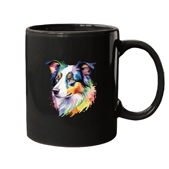 Border Collie Watercolor Mugs