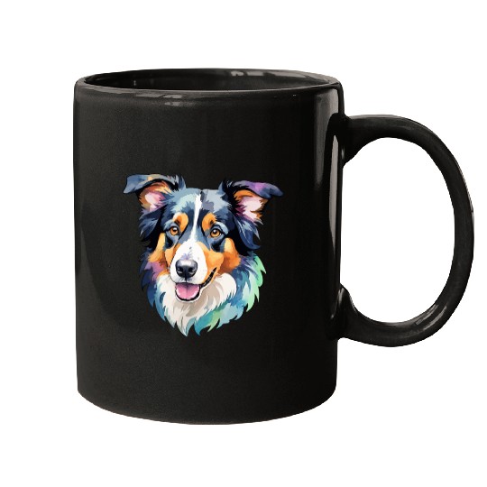 Border Collie Watercolor Mugs