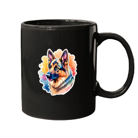 German Shepherd Watercolor Mugs