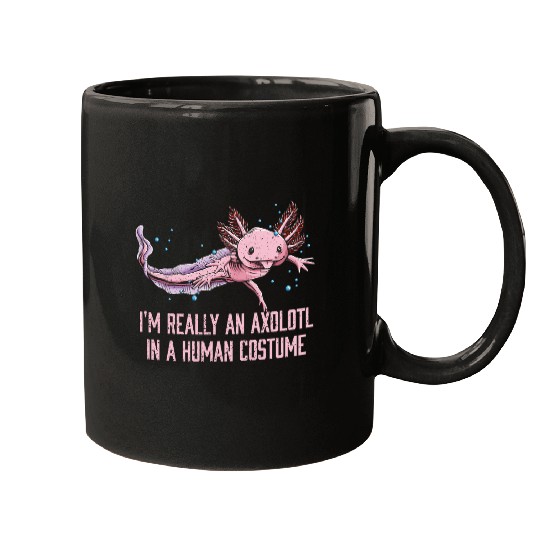 Axolotl in Human Costume Funny Salamander Humor Ax Mugs
