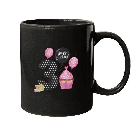 Girl 3rd Birthday Pink Mugs