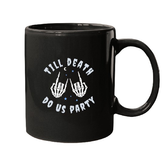 Till Death Do Us Party Skeleton Hand Bachelorette Mugs