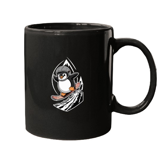 Snowboarding Penguin Adventure Mugs