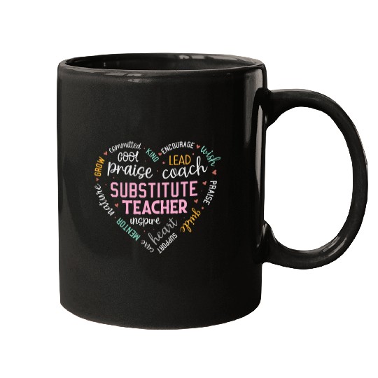 Substitute Teacher Heart Grow Leader Mentor Mugs
