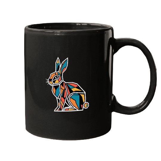 Geometric Farm Animal Graphic Rabbit Vibrant Mugs