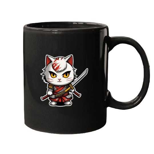 ninja cat with a katana 2 Mugs