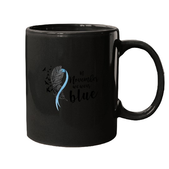 In November We Wear Blue Ribbon Mugs