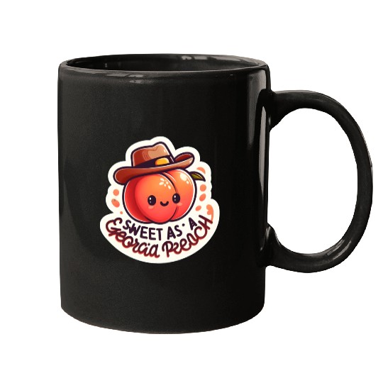 Sweet as a Georgia Peach Sticker Mugs