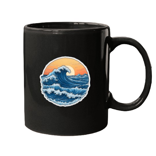 Serene Blue Ocean Waves Scenic Mugs