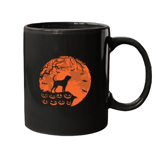 Bluetick Coonhound And Moon Halloween Dog Lover Mugs