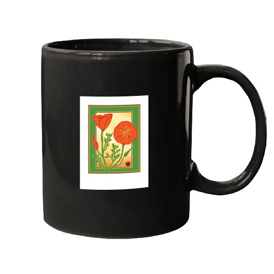 California Poppies illustration poster Mugs