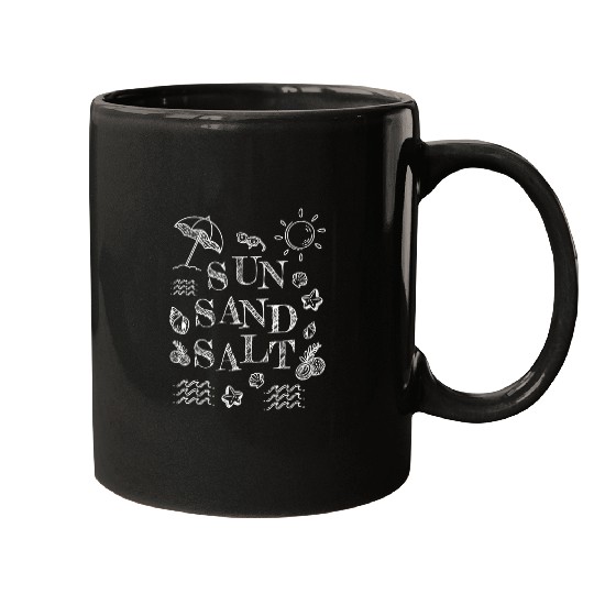 Sun Sand Salt Beach Sea Surfing Vacation Mugs