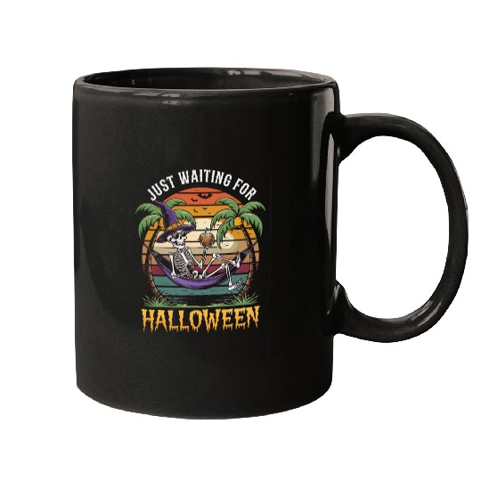 Skeleton Just wating for Halloween Mugs