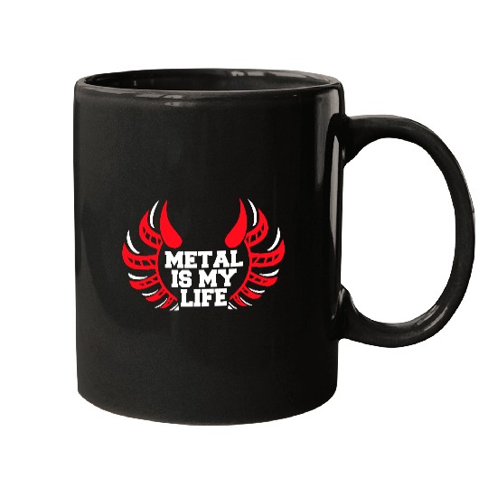 Heavy Metal Is My Life Hard Rock Music Text Quote Mugs