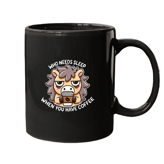 Sleepy Coffee Lover Horse – Funny Coffee Addict C Mugs