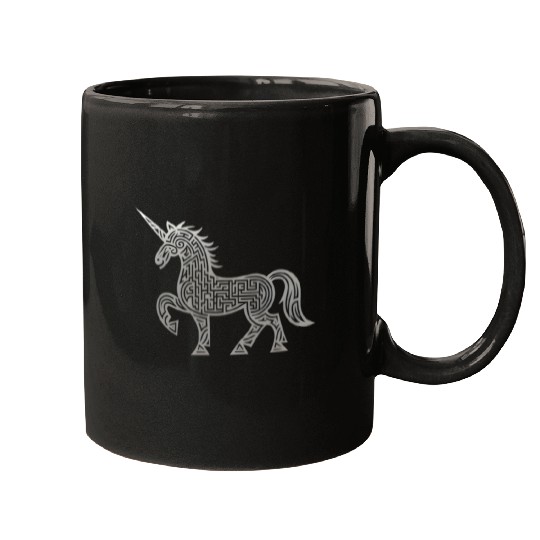 Celtic Unicorn Line Art Tattoo Mugs