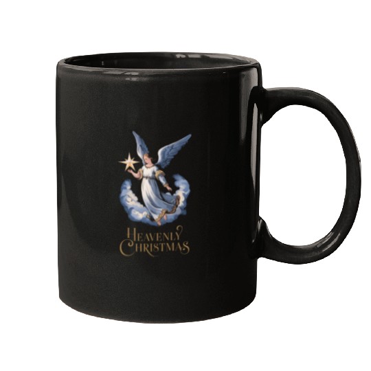 Heavenly Christmas Angel with Star Holiday Art Mugs
