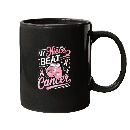 My Niece Beat Cancer Breast Cancer Awareness Mugs
