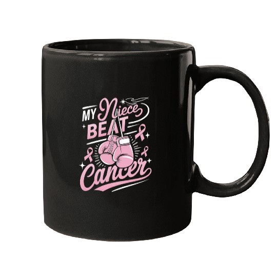 My Niece Beat Cancer Breast Cancer Awareness Mugs