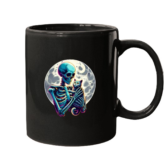 Skeleton Cute Cat Skull Kitty Halloween Mugs