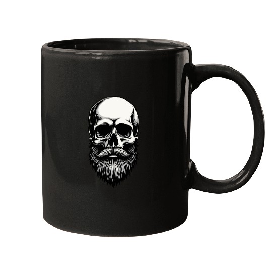 Bearded Skull Art - Dark Gothic Illustration Mugs