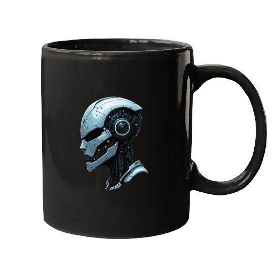 Cybernetic Futuristic Robot Head Mugs